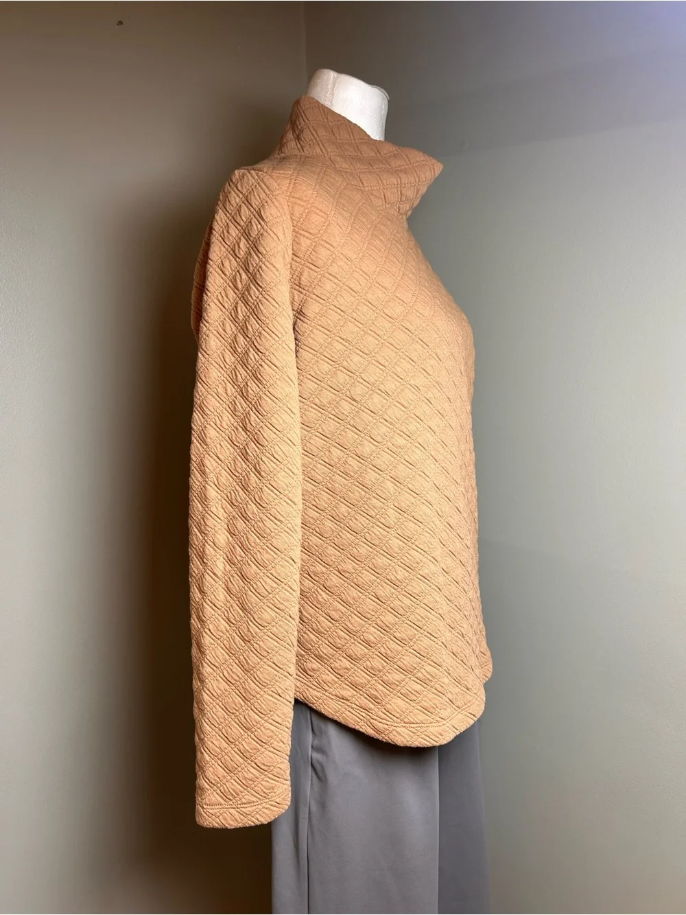 J.Crew Quilted Turtleneck Sweater XS Camel Tan